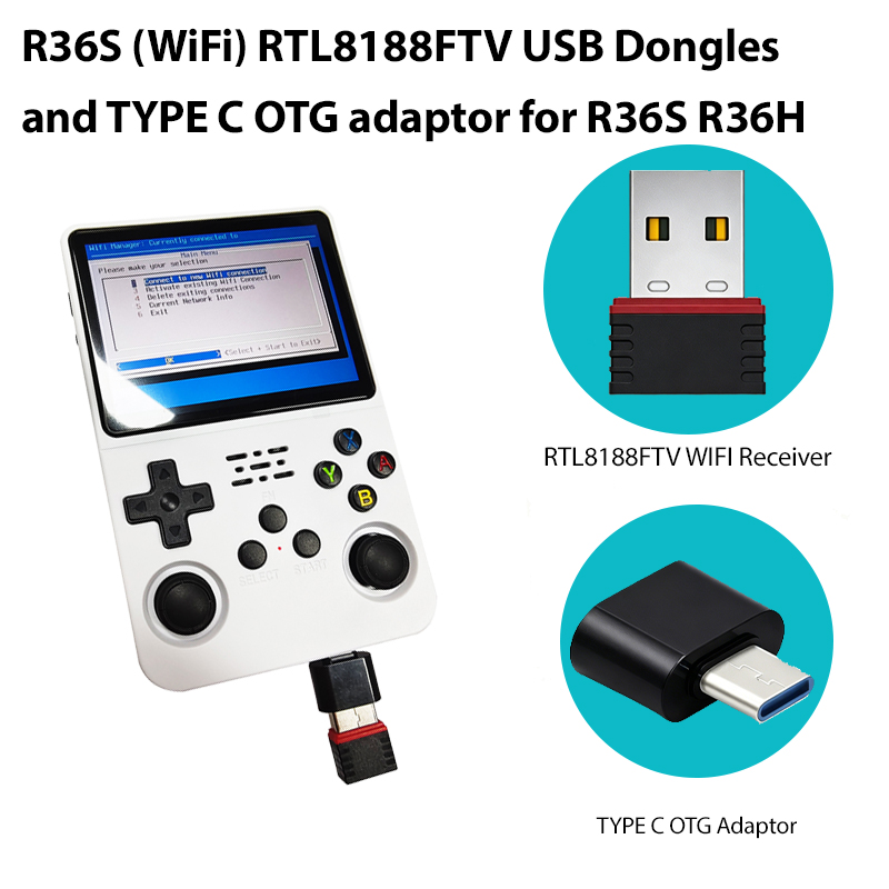 Gaming Console R36H - 2026 R36S (WiFi) RTL8188FTV USB-dongles en